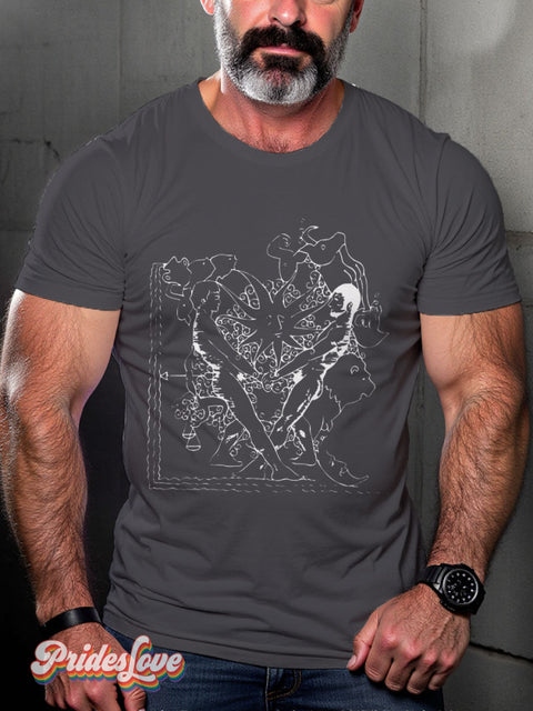 Men’s Gay Star Gays The Zodiac Pride Casual Print T-Shirt Grey / S