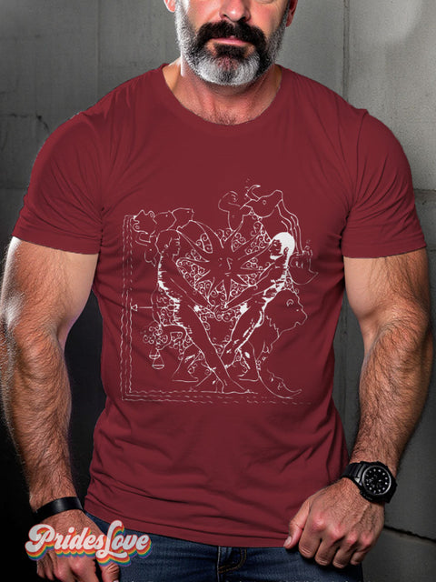 Men’s Gay Star Gays The Zodiac Pride Casual Print T-Shirt Maroon / S