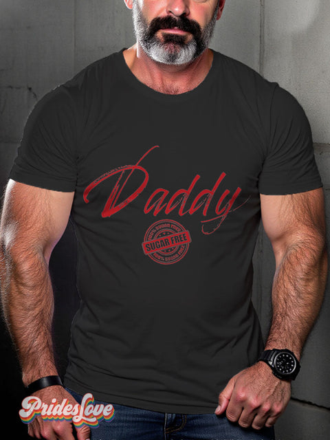 Men’s Gay Sugar Free Daddy Casual Print T-Shirt Black / S