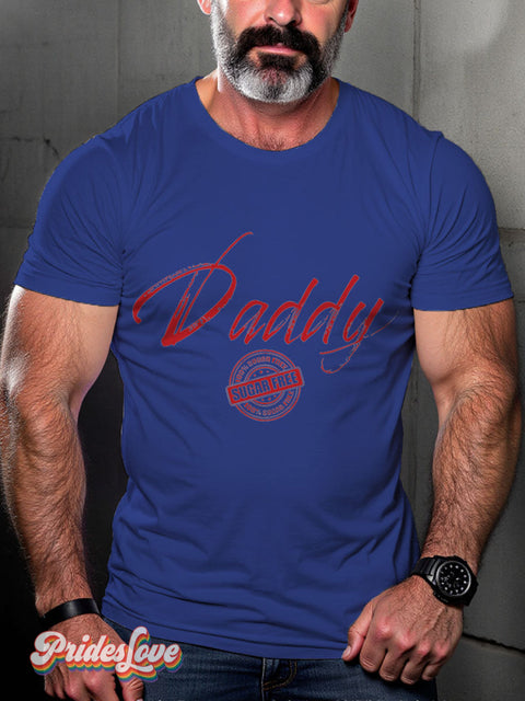 Men’s Gay Sugar Free Daddy Casual Print T-Shirt Blue / S