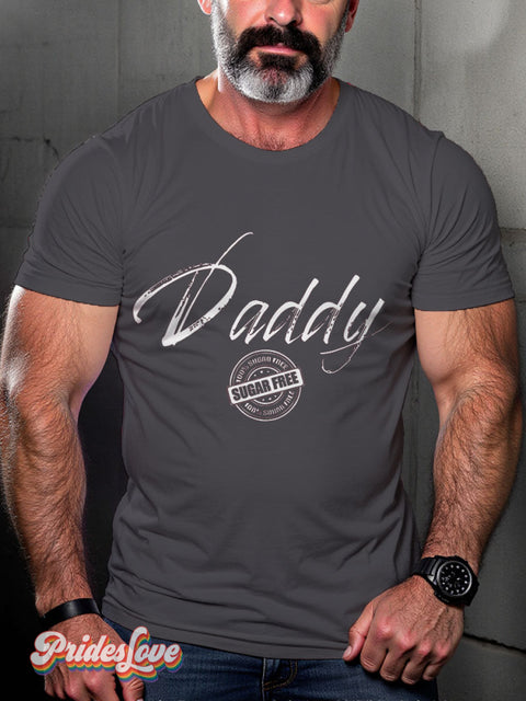 Men’s Gay Sugar Free Daddy Casual Print T-Shirt Grey / S