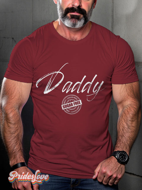 Men’s Gay Sugar Free Daddy Casual Print T-Shirt Maroon / S