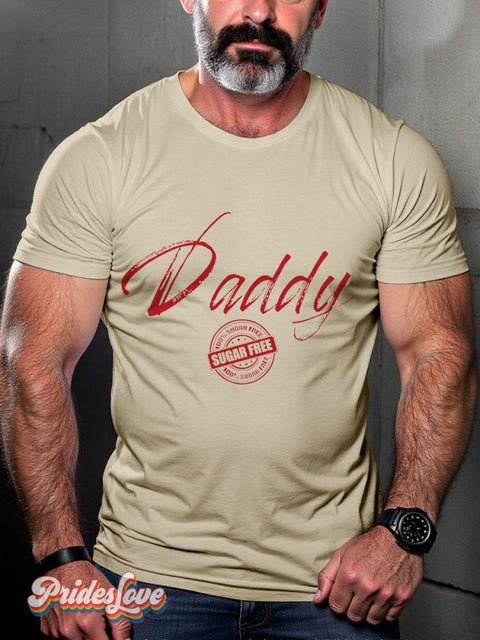 Men’s Gay Sugar Free Daddy Casual Print T-Shirt Sand / S