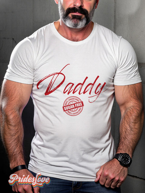 Men’s Gay Sugar Free Daddy Casual Print T-Shirt White / S