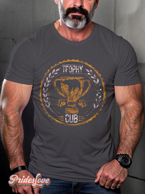 Men’s Gay Trophy Cub Bear Pride Casual Print T-Shirt Grey / S