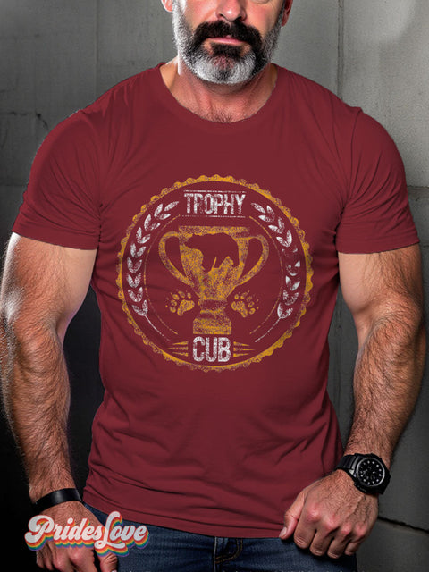 Men’s Gay Trophy Cub Bear Pride Casual Print T-Shirt Maroon / S