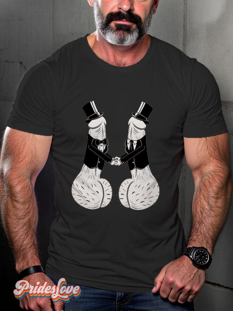 Men’s Gay Two D’s In Love Pride Casual Print T-Shirt Black / S