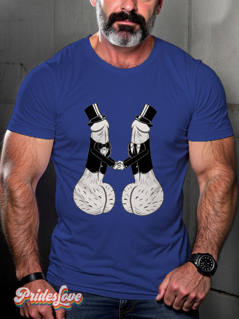 Men’s Gay Two D’s In Love Pride Casual Print T-Shirt Blue / S