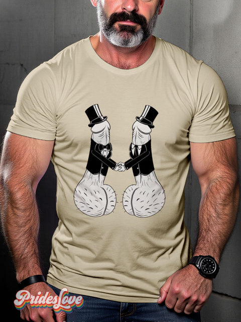 Men’s Gay Two D’s In Love Pride Casual Print T-Shirt Sand / S