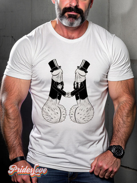 Men’s Gay Two D’s In Love Pride Casual Print T-Shirt White / S