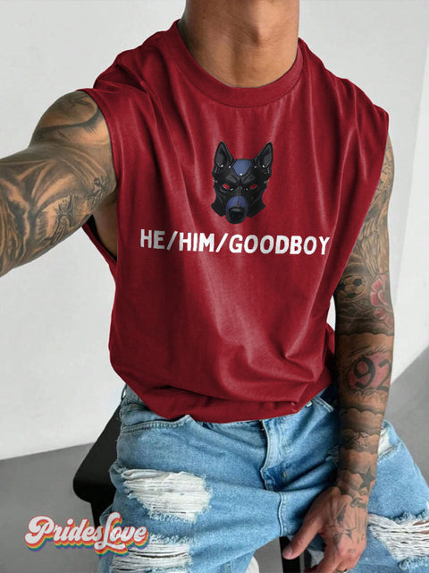 Men’s He Him Good Boy LGBT Gay Pride Art Wide Shoulder Vest Maroon / S