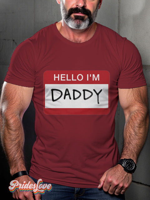 Men’s Hello I’m Daddy Pride Casual Print T-Shirt