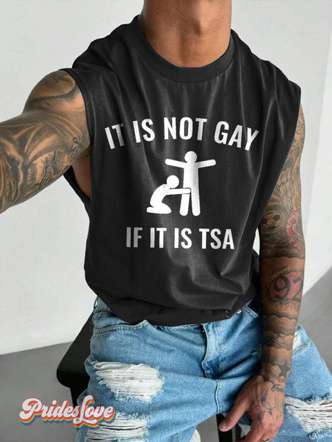 Men’s It’s Not Gay İf İt’s Tsa LGBT Gay Pride Art Wide Shoulder Vest Black / S