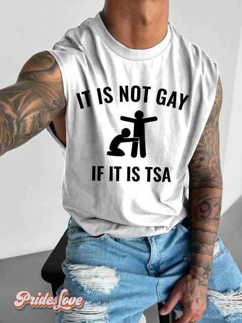 Men’s It’s Not Gay İf İt’s Tsa LGBT Gay Pride Art Wide Shoulder Vest White / S
