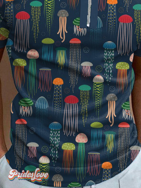 Men’s Jellyfish Pattern Polo Shirt