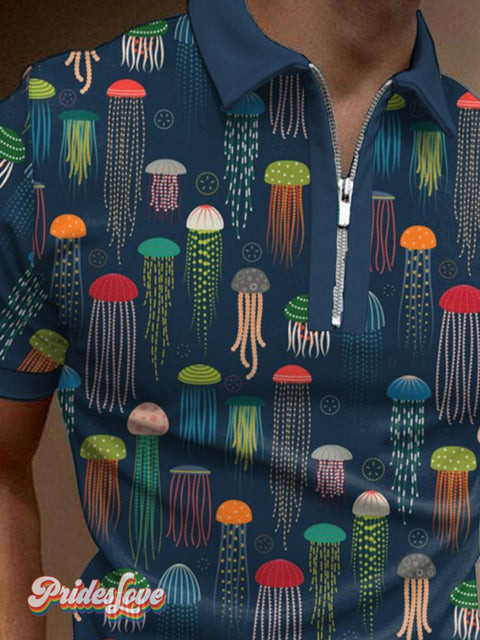 Men’s Jellyfish Pattern Polo Shirt