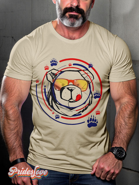 Men’s Leather Bear Gay Pride Casual Print T-Shirt