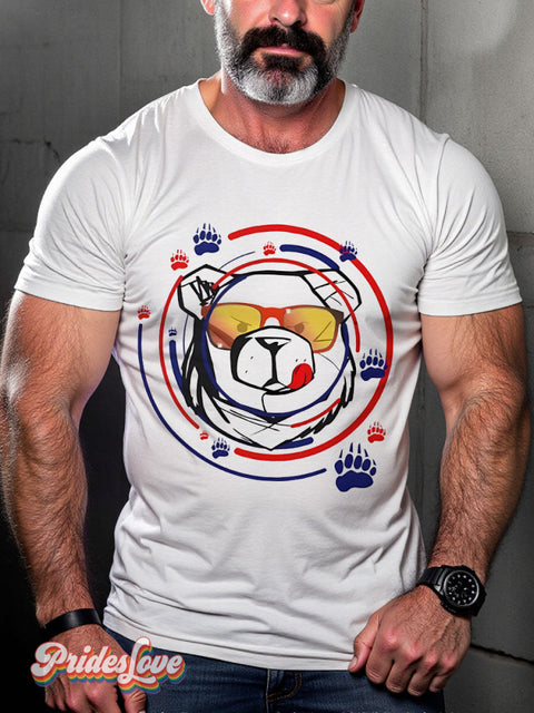Men’s Leather Bear Gay Pride Casual Print T-Shirt