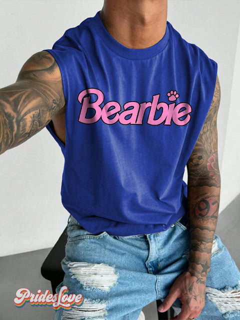 Men’s LGBT Bearbie Casual Print Wide Shoulder Vest Blue / S