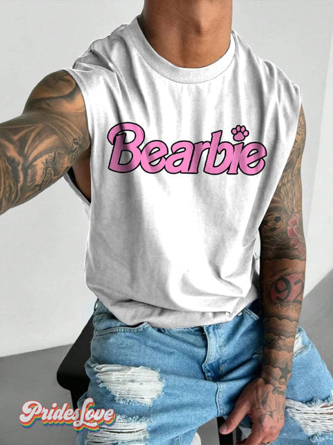 Men’s LGBT Bearbie Casual Print Wide Shoulder Vest White / S