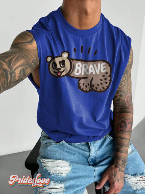 Men’s LGBT BRAVE Casual Print Wide Shoulder Vest Blue / S
