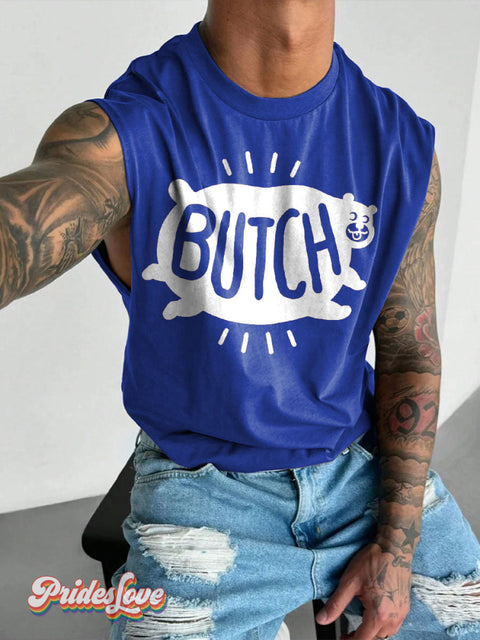 Men’s LGBT BUTCH Bear Casual Print Wide Shoulder Vest Blue / S