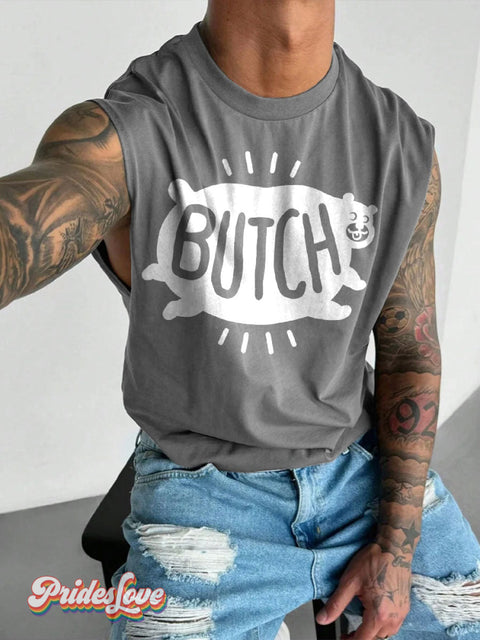 Men’s LGBT BUTCH Bear Casual Print Wide Shoulder Vest Grey / S