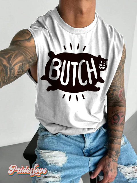 Men’s LGBT BUTCH Bear Casual Print Wide Shoulder Vest White / S