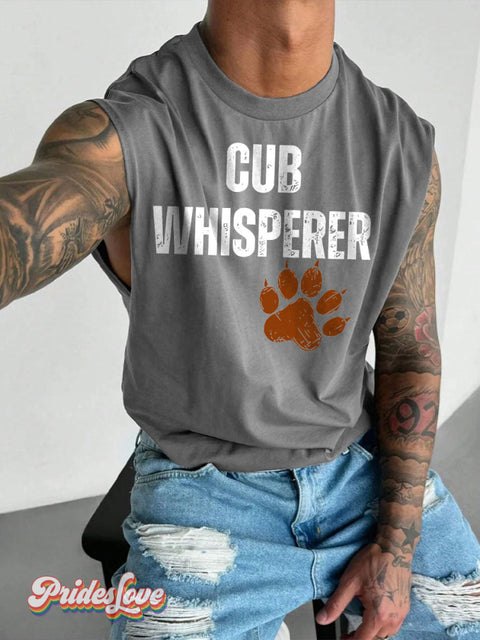 Men’s LGBT Cub Whisperer Gay Bear Casual Print Wide Shoulder Vest Grey / S