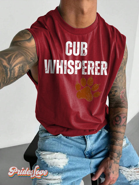 Men’s LGBT Cub Whisperer Gay Bear Casual Print Wide Shoulder Vest Maroon / S