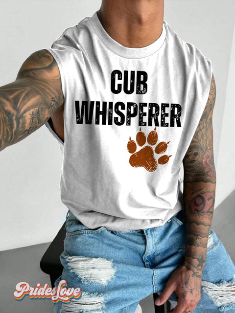 Men’s LGBT Cub Whisperer Gay Bear Casual Print Wide Shoulder Vest White / S