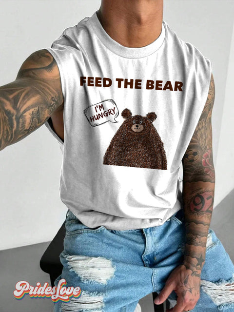 Men’s LGBT Feed The Bear Casual Print Wide Shoulder Vest White / S