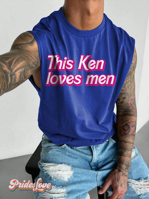 Men’s LGBT Funny Fierce Pride This Ken Loves Men Casual Print Wide Shoulder Vest Blue / S