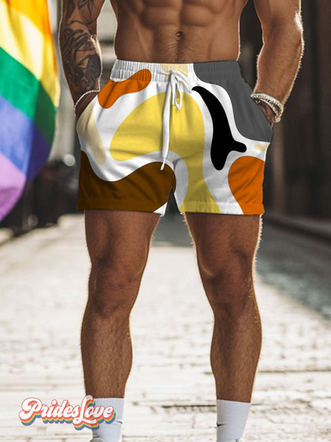 Men’s Lgbt Gay Bear Fluid Pride Art Print Beach Shorts Multicolor / S