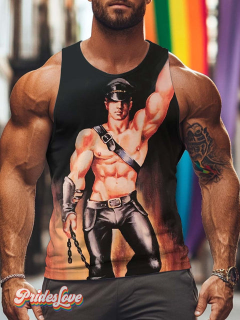 Men’s Lgbt Gay Leather Tank Top Multicolor / S
