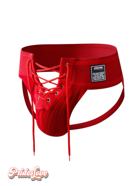 Men’s LGBT Gay Pride Bandage Thong Red / M