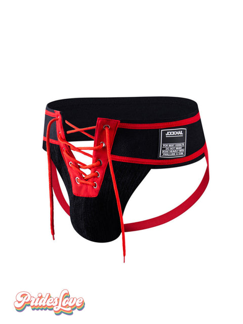 Men’s LGBT Gay Pride Bandage Thong RedBlack / M