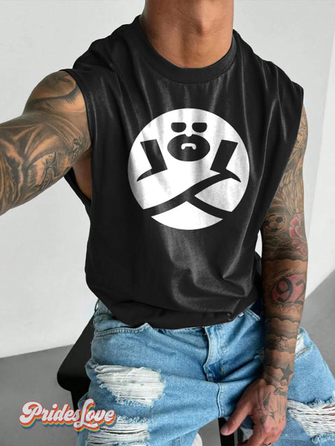 Men’s Lgbt Gay Pride Bear Art Print Wide Shoulder Vest Multicolor / S