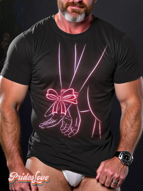 Men’s LGBT Gay Pride Bow Tie Print T-shirt Multicolor / S