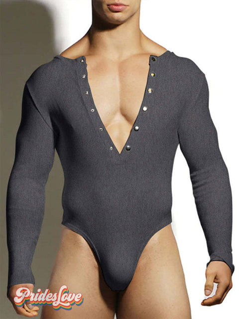Men’s LGBT Gay Pride Casual Long Sleeved T-shirt Jumpsuit Gray / S
