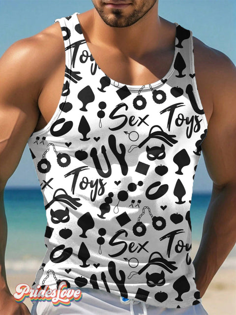 Men’s LGBT Gay Pride Cock Props Toys Fun Print Tank Top Multicolor / S
