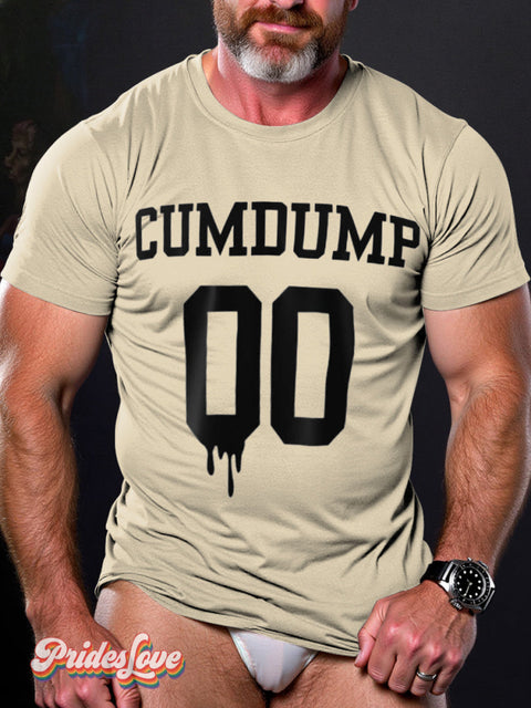 Men’s LGBT Gay Pride Cumdump Jersey Print T-shirt Beige / S