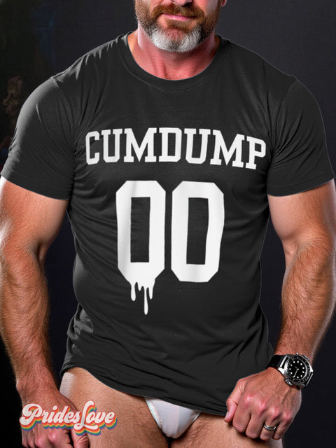 Men’s LGBT Gay Pride Cumdump Jersey Print T-shirt Black / S
