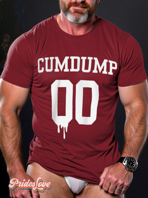 Men’s LGBT Gay Pride Cumdump Jersey Print T-shirt Red / S