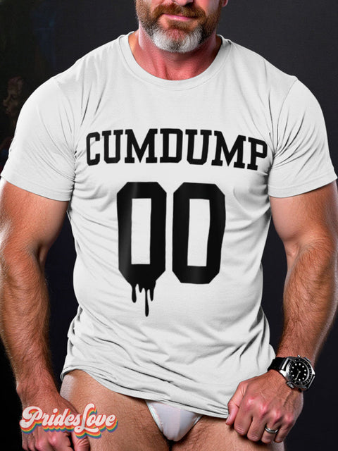 Men’s LGBT Gay Pride Cumdump Jersey Print T-shirt White / S