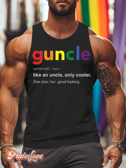 Men’s LGBT Gay Pride I Love My Guncle Print Tank Top Black / S