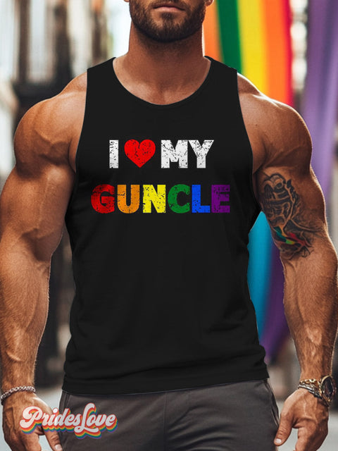 Men’s LGBT Gay Pride I Love My Guncle Print Tank Top Multicolor / S
