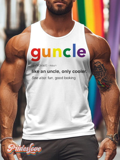 Men’s LGBT Gay Pride I Love My Guncle Print Tank Top White / S