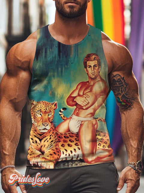 Men’s Lgbt Gay Pride Jungle Leopard Tank Top Multicolor / S