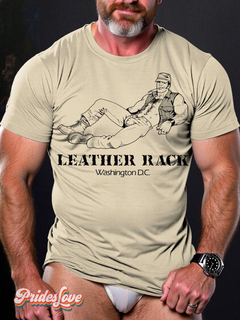 Men’s Lgbt Gay Pride Leather Rack Print T-Shirt Sand / S
